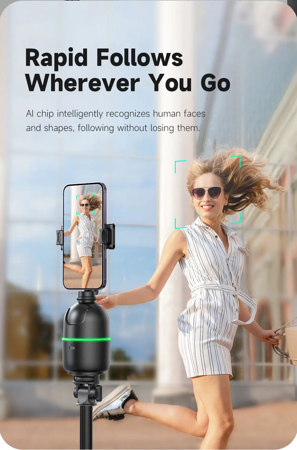 P03 Stabilizer 360°Auto Smart Face Tracking AI Gimbal Desktop Cell Phone Holder Tripod For Camera Smartphone Video Vlog Live