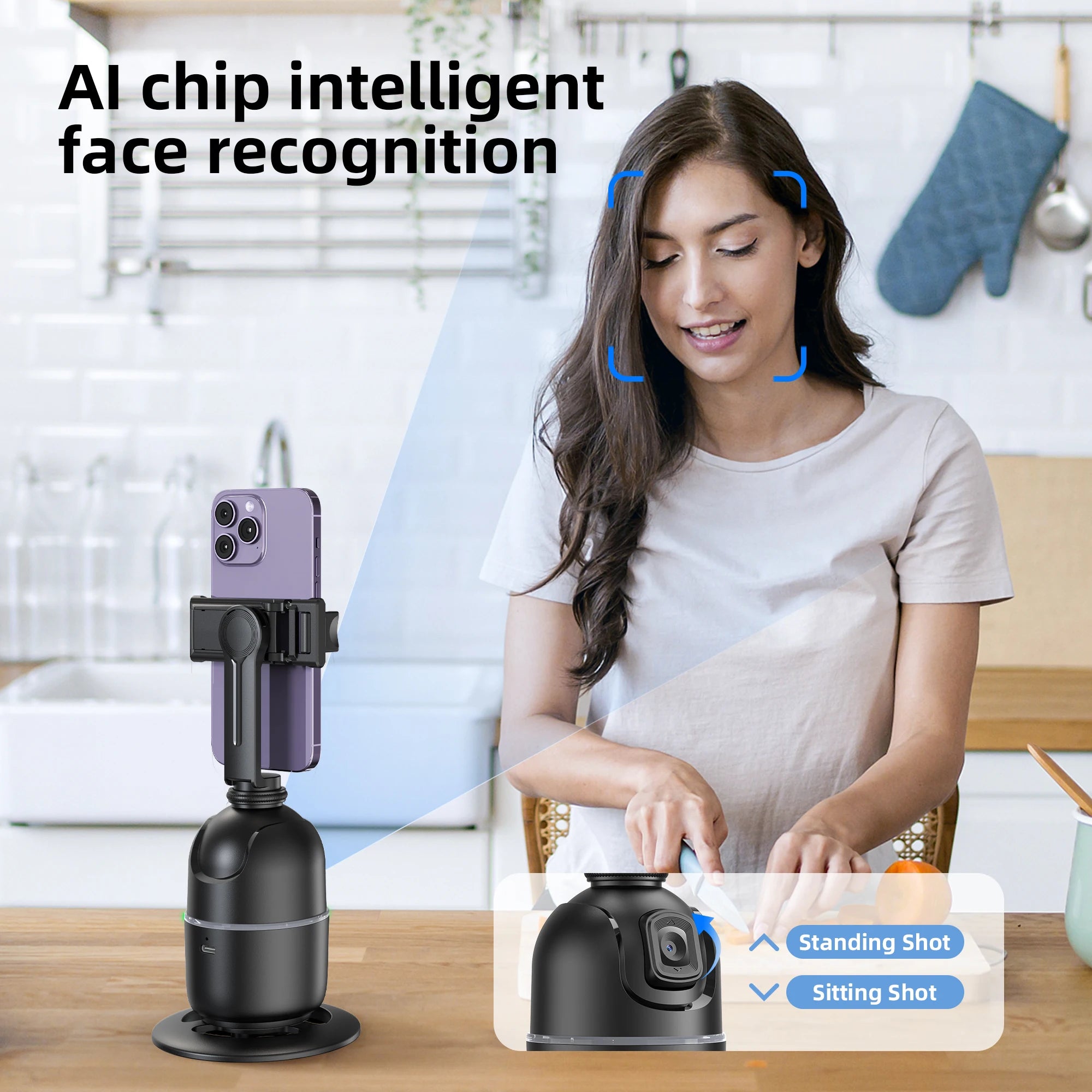 P03 Stabilizer 360°Auto Smart Face Tracking AI Gimbal Desktop Cell Phone Holder Tripod For Camera Smartphone Video Vlog Live